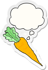 cartoon carrot and thought bubble as a printed sticker