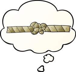 cartoon knotted rope and thought bubble in smooth gradient style