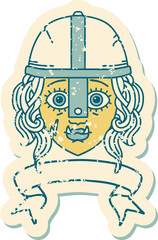 orc fighter character face with banner illustration