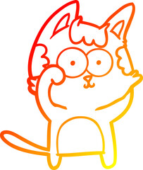 warm gradient line drawing happy cartoon cat