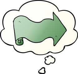 cartoon arrow and thought bubble in smooth gradient style
