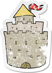 retro distressed sticker of a cartoon castle