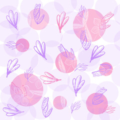 Decorative layer with transparency – Ornaments of Flowers, circles and leaves with soft colors
