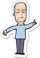sticker of a cartoon man issuing stern warning
