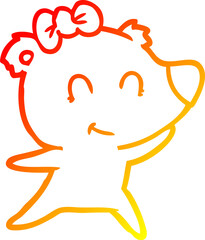 warm gradient line drawing female bear cartoon