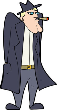 recommend clip art: cartoon man in hat and trench coat