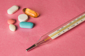 thermometer and pills