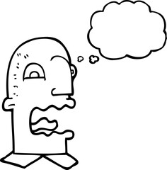 thought bubble cartoon burping man