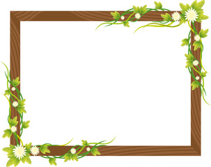 wooden yellow flower vine photo frame background