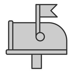 Fototapeta premium Mailbox with a raised flag - a letter has arrived - icon, illustration on white background, grey style