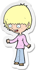 sticker of a cartoon stressed out woman