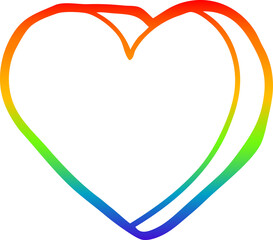 rainbow gradient line drawing cartoon love heart