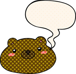 cartoon bear and speech bubble in comic book style