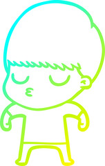 cold gradient line drawing cartoon calm boy