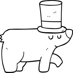 cartoon bear wearing top hat