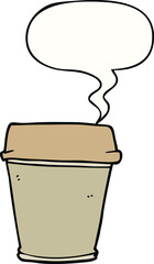 cartoon take out coffee and speech bubble