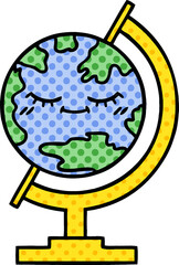 comic book style cartoon globe of the world