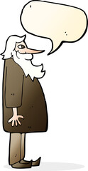 cartoon bearded old man with speech bubble