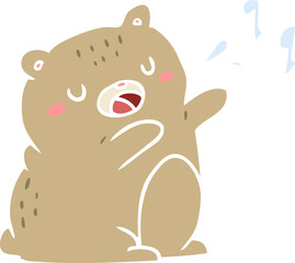 flat color style cartoon bear singing a song