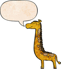 cartoon giraffe and speech bubble in retro texture style © lineartestpilot