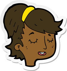 sticker of a cartoon pretty female face