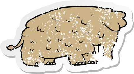 distressed sticker of a cartoon mammoth