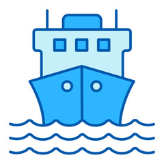Delivery of goods and mail by sea - a ship on the waves - icon, illustration on white background, similar style