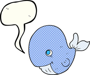 comic book speech bubble cartoon happy whale