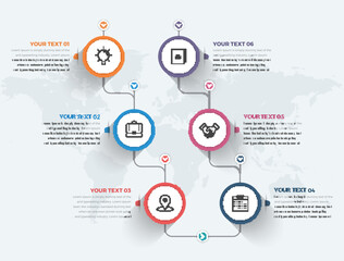 Timeline infographic concept data diagram with 6 options