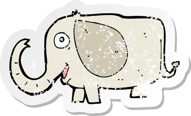 retro distressed sticker of a cartoon baby elephant