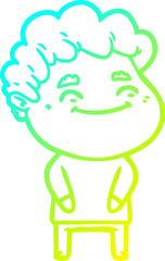 cold gradient line drawing cartoon friendly man