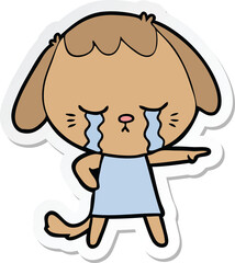 sticker of a cartoon crying dog