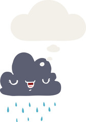 cartoon storm cloud and thought bubble in retro style
