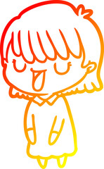 warm gradient line drawing cartoon woman