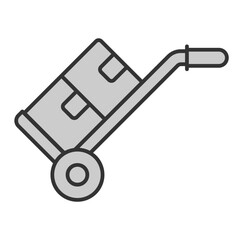 Handcart on wheels with parcels - icon, illustration on white background, grey style