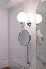 shaving mirror in the bathroom. Round wall mirror for the bath.