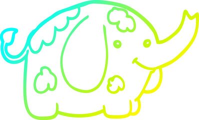 cold gradient line drawing cartoon elephant