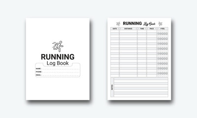Running Log Book kdp interior. Weekly exercise tracker journal template