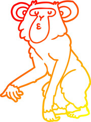 warm gradient line drawing cartoon chimpanzee