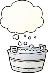 cartoon old tin bath and thought bubble in smooth gradient style