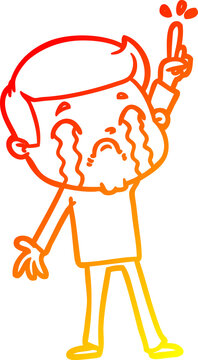 recommend clip art: warm gradient line drawing cartoon man crying