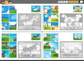 jigsaw puzzle game set with farm animal characters