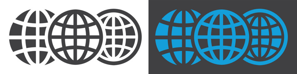 Set of globe icons. Web icons, globe. World, planet earth, globe. Vector illustration.