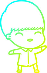 cold gradient line drawing happy cartoon boy