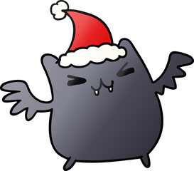 christmas gradient cartoon of kawaii bat