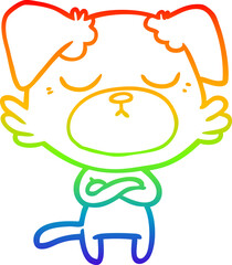 Obraz premium rainbow gradient line drawing cute cartoon dog