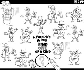 one of a kind task with cartoon Leprechauns coloring page