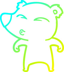 cold gradient line drawing cartoon whistling bear
