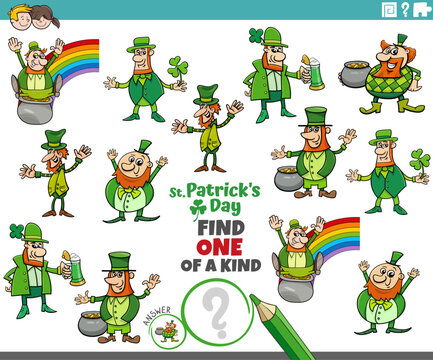 one of a kind task with funny cartoon Leprechauns