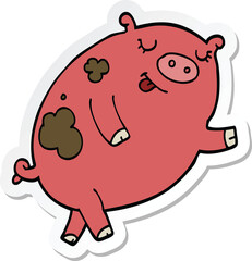 sticker of a cartoon dancing pig